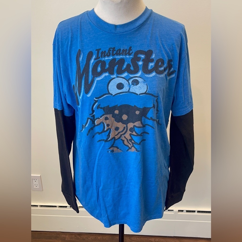 Sesame Street Cookie Monster Blue/black Long Sleeve Shirt ~ Unisex - Size M